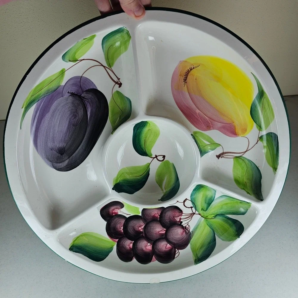 Stunning Italy Fruit Design‎ Chip/Fruit /Vegetable 4 Section Round Platter 16